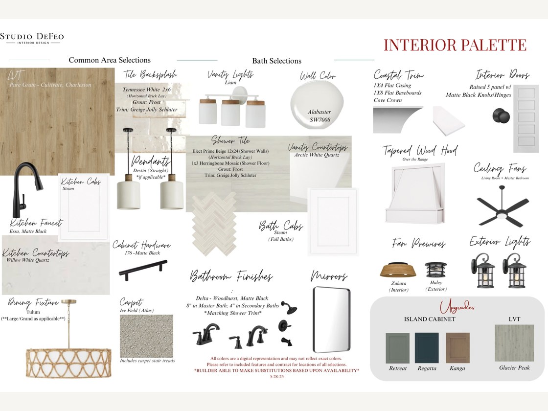Interior palette board showing finish selections
