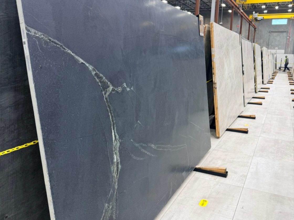 Stone slabs at the fabricator, selection in progress